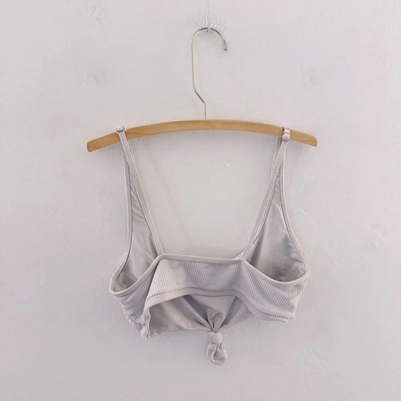 Frankies Bikinis Swim Top Bikini Tie Front Knot Grey - Picture 2 of 3